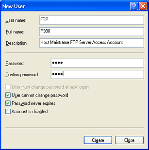 New User Dialog Box