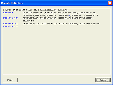 Remote Definition Dialog Box