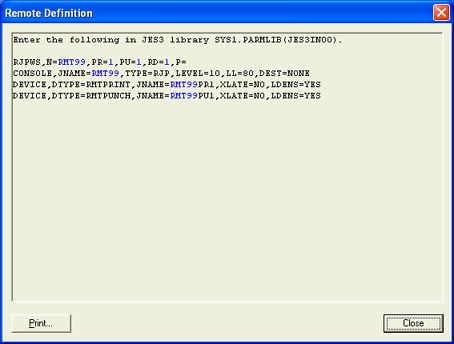 Remote Definition Dialog Box