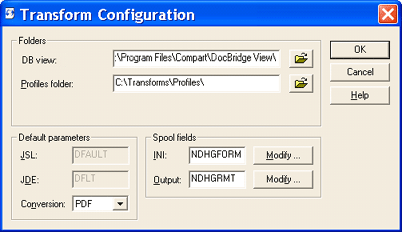 Transform Configuration dialog box