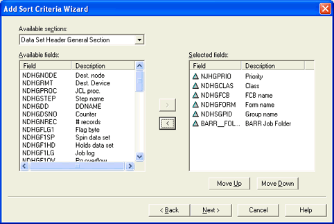 Add Sort Criteria Wizard